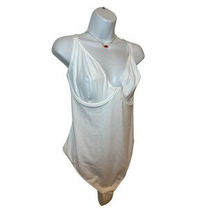 FeelinGirl White Shaping Bodysuit With Built-In Bra, Adjustable Straps, Medium